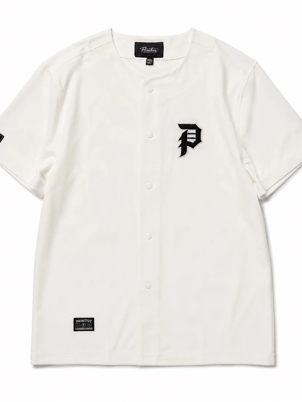 Primitive Skateboarding White Button-Front Baseball Jersey 3XL